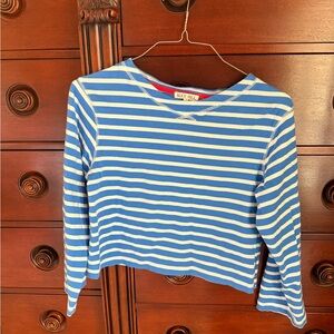 Blue and White Striped Long Sleeve Top